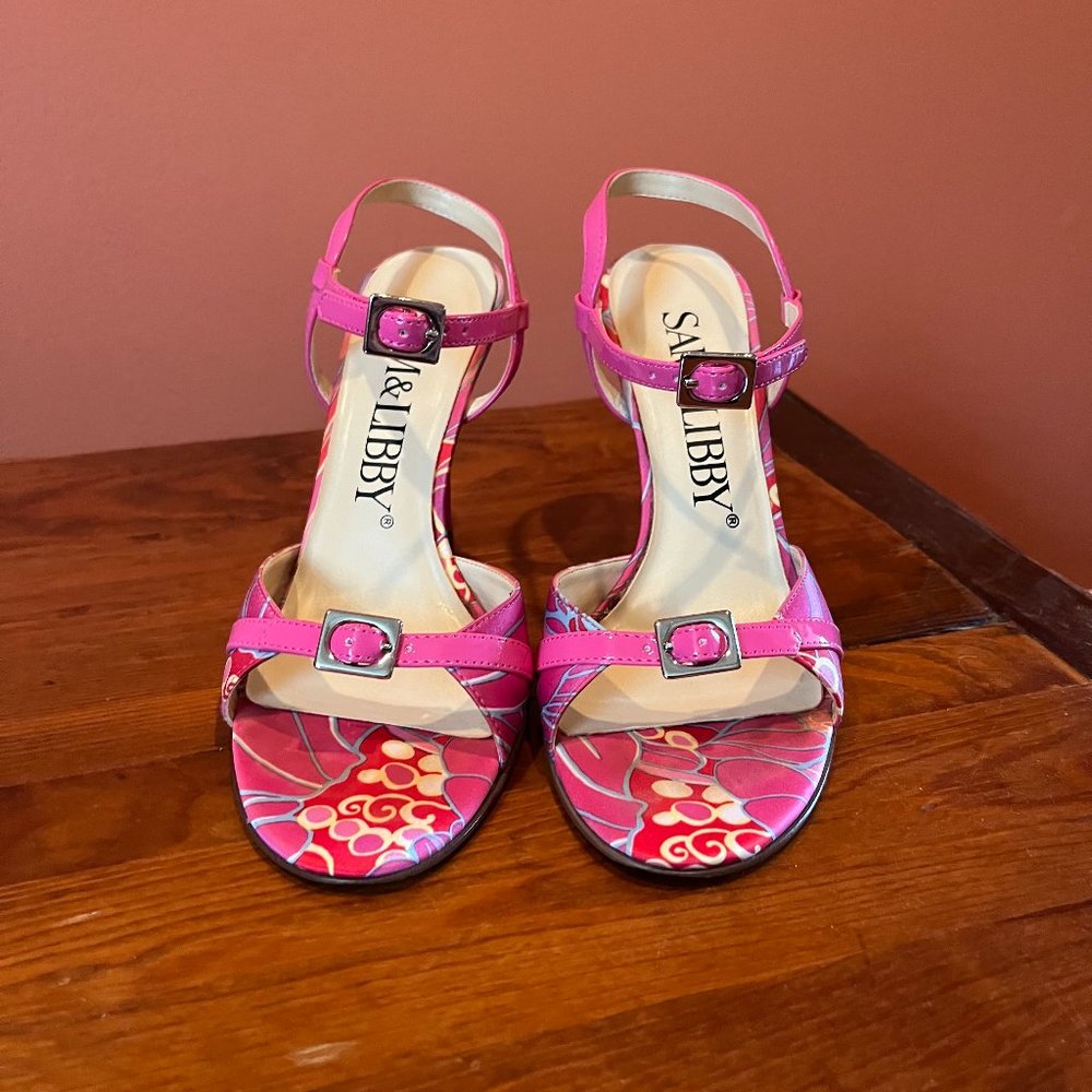 Sam & Libby Hot Pink Floral Print Dress Shoes Size 6.5